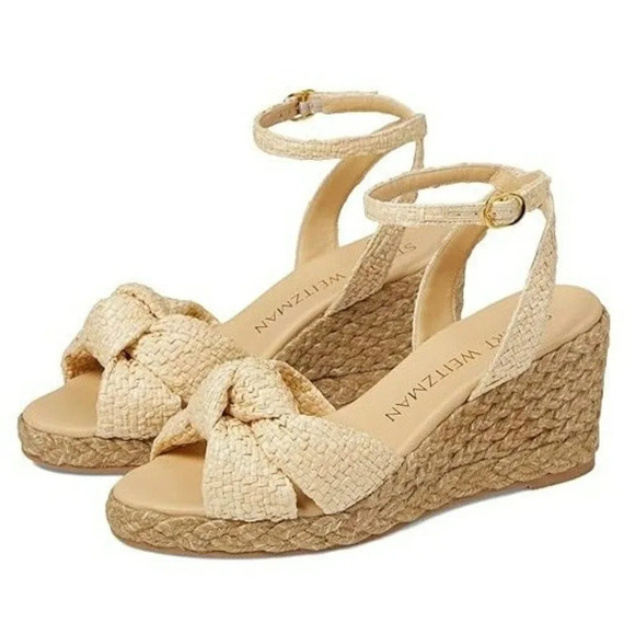 Stuart Weitzman Women's Playa Natural Espadrille Knot Wedge Size 10 (MSRP $395) - Picture 1 of 9